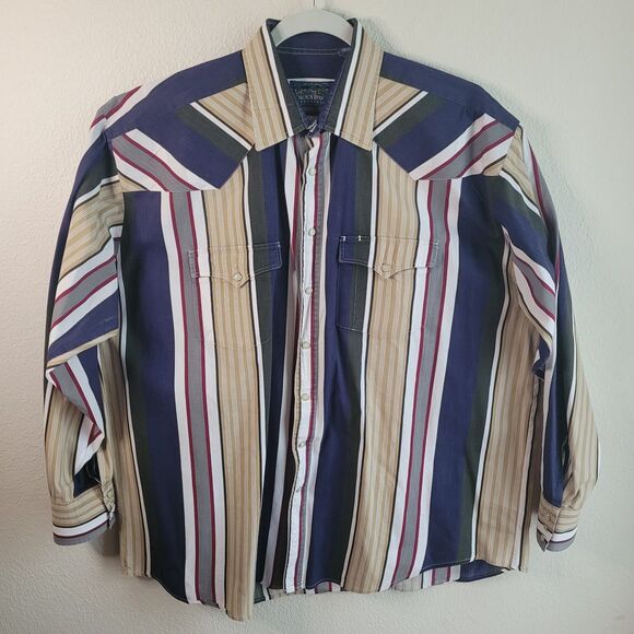Salmon River Traders Mens Shirt Pearl Snap 3XL TALL ? Western Cotton NO TAG READ - Picture 2 of 15